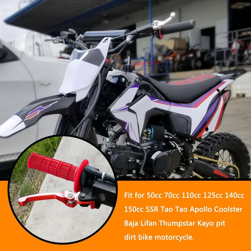 HOLATO Folding Clutch Brake Lever Cable Throttle Handle Grips Cable Kit for 50cc 70cc 110cc 125cc 150cc Apollo RFZ125 DBX15 X18 X19 Tao Tao DB17 DB27 Coolster M125 SSR Pit Dirt Bike Motorcycle Red - Image 2